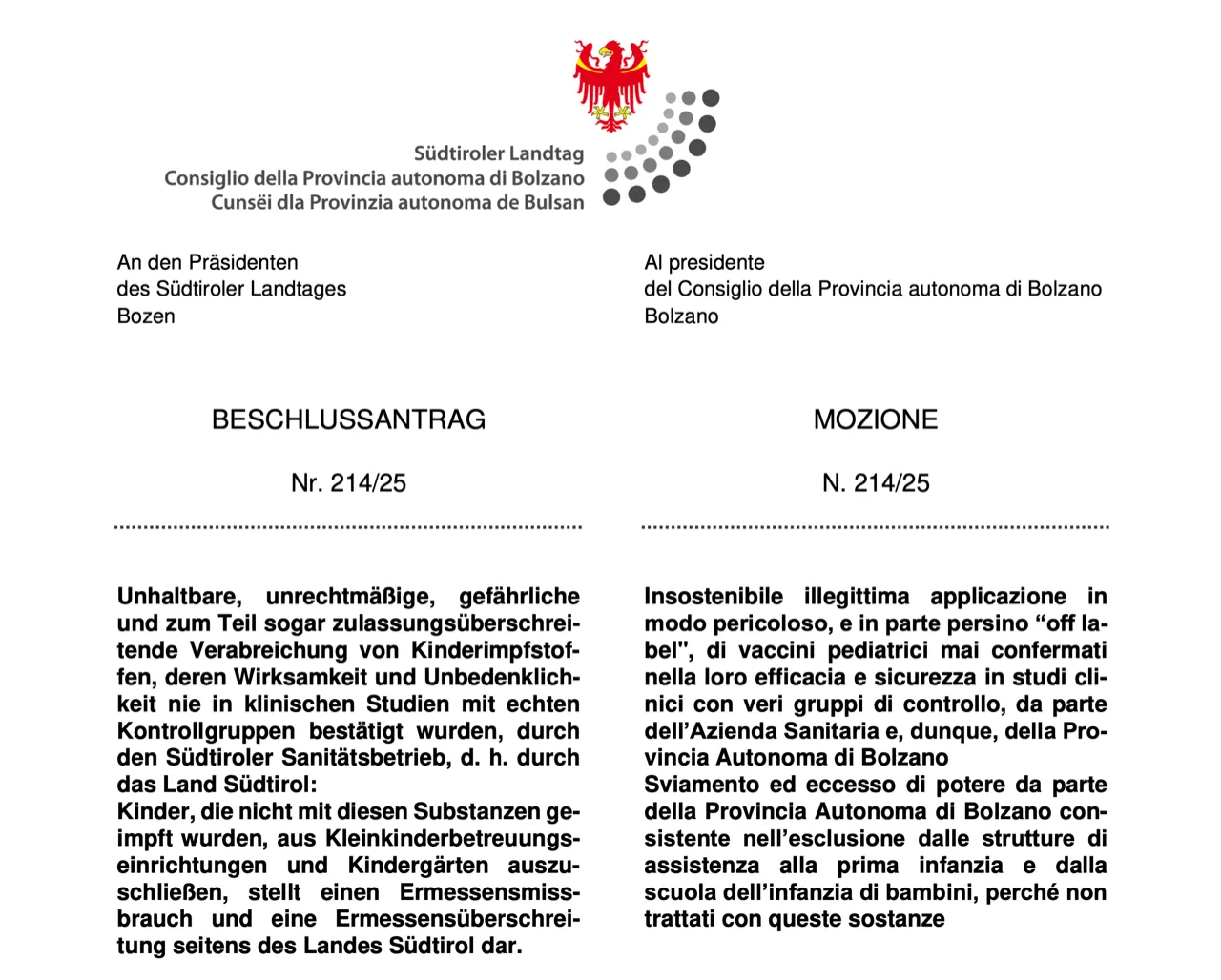 Beschlussantrag: keine Off-Label-Anwendung bei Kinderimpfstoffen